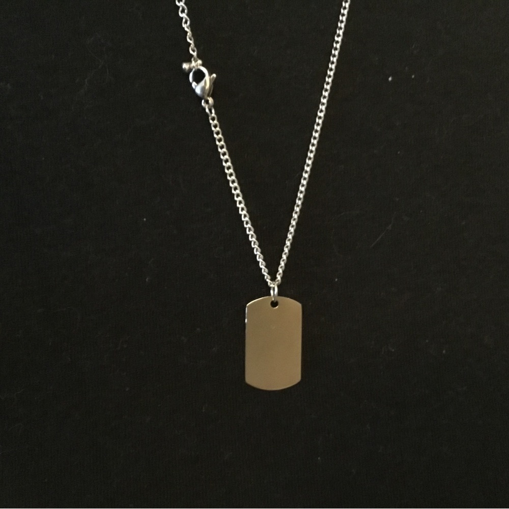 20 inch surgical steel necklace with dog tag that can be engraved